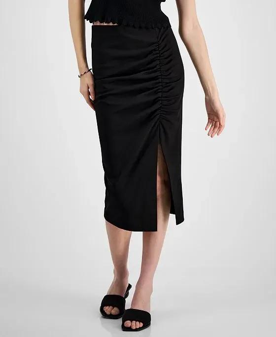 Women's Ruched Side-Slit Pull-On Skirt, Created for Macy's