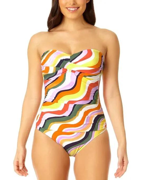 Women's Ruched-Waist Strapless Swimsuit