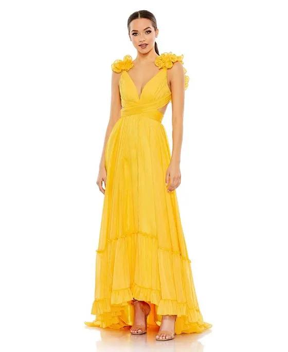 Women's Ruffle Sleeve Sweetheart A Line Gown