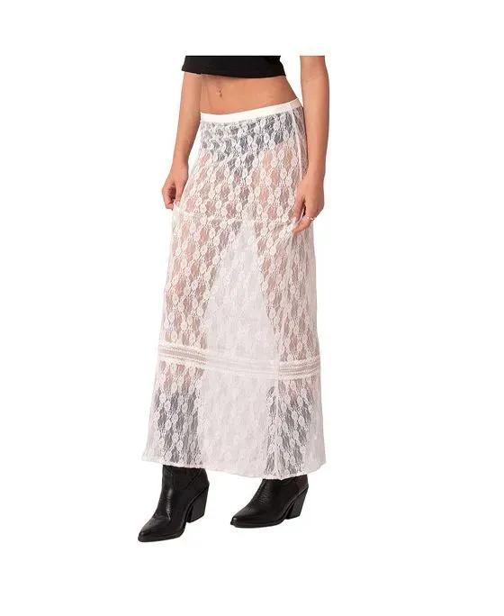 Women's Sandra Sheer Lace Maxi Skirt