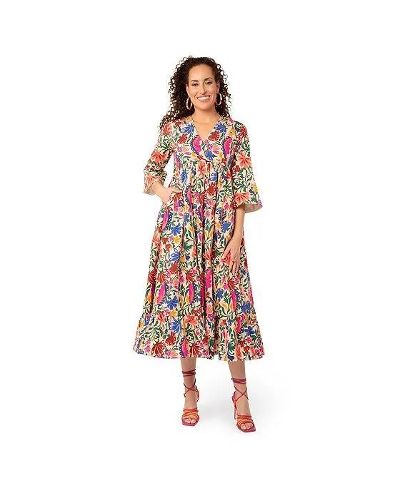 Women's Sariah 3/4 Sleeve Poplin Maxi Dress