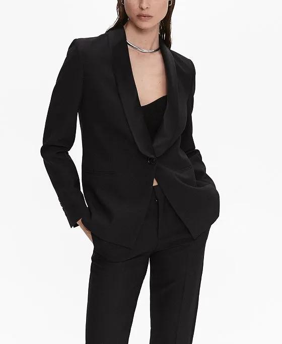 Women's Satin Lapels Suit Blazer