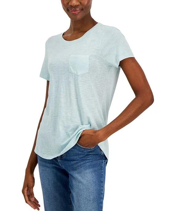Women's Scoop-Neck Short-Sleeve Pocket T-Shirt, Created for Macy's