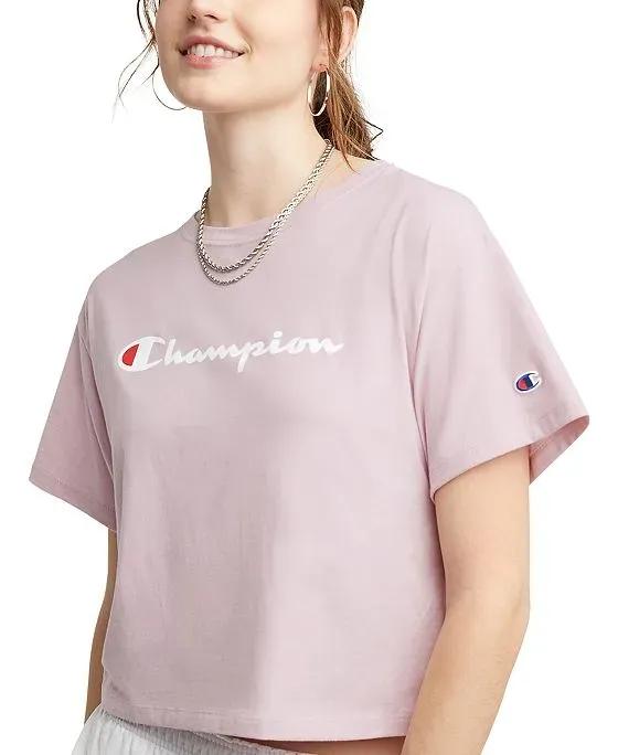Women's Script Logo Relaxed Cropped T-Shirt