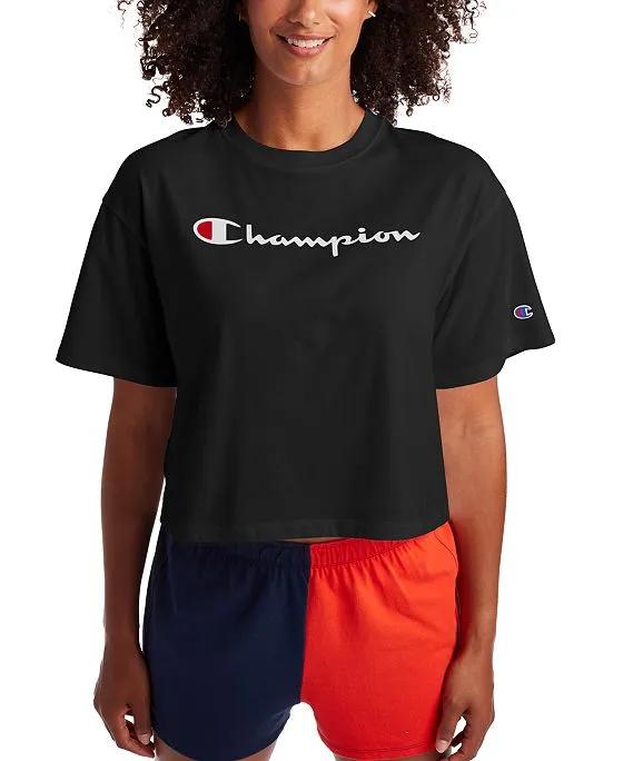 Women's Script Logo Relaxed Cropped T-Shirt