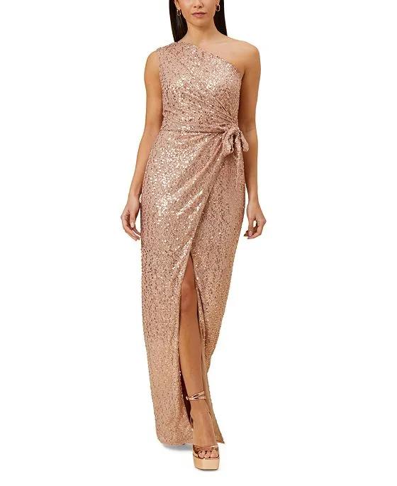 Women's Sequined Asymmetrical Gown