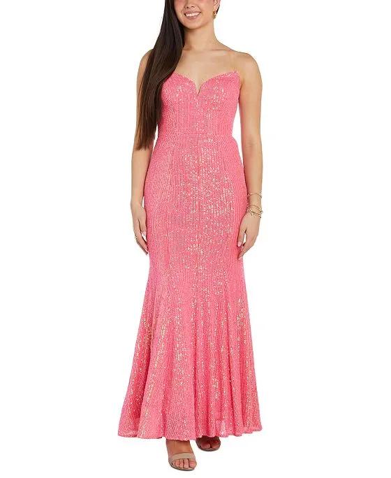 Women's Sequined Strapless Gown