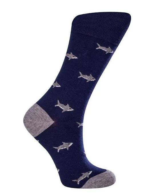 Women's Shark W-Cotton Dress Socks with Seamless Toe Design, Pack of 1
