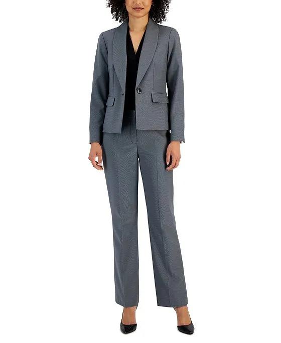 Women's Shawl-Collar One-Button Mid-Rise Pantsuit 