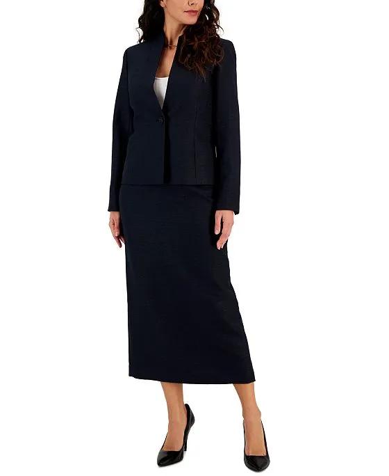Women's Shimmer Tweed Skirt Suit, Regular and Petite Sizes