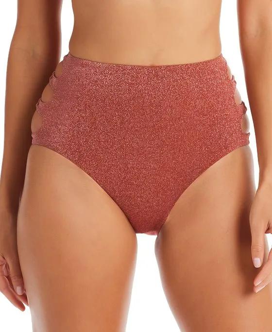 Women's Shimmering Cut-Out High Rise Bikini Bottoms, Created for Macy's
