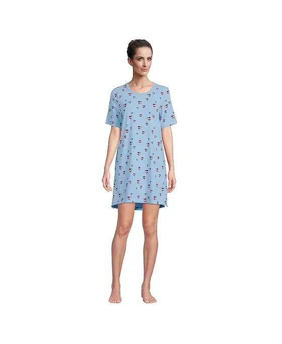 Women's Short Sleeve Above the Knee Knit T-Shirt Nightgown