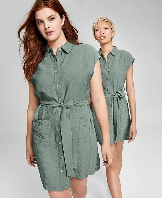 Women's Short-Sleeve Belted Shirtdress, Created for Macy's