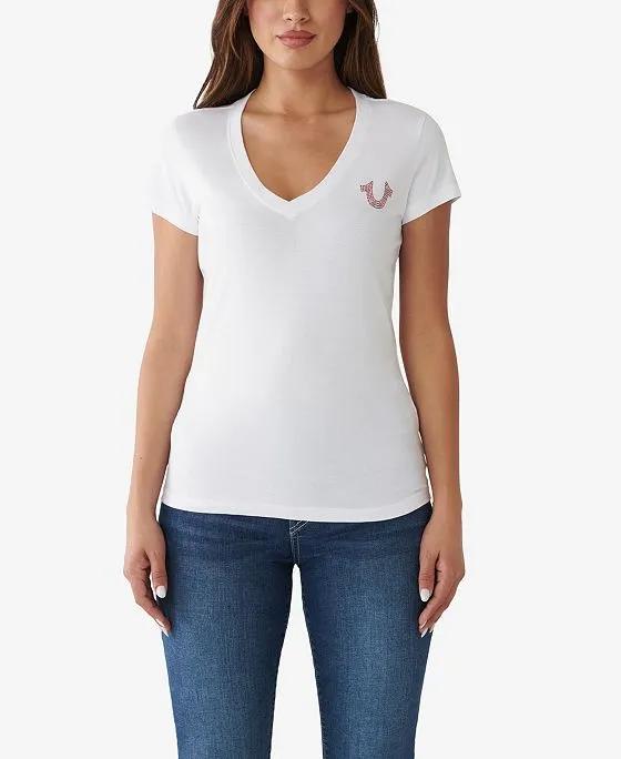Women's Short Sleeve Buddha V-neck T-shirt