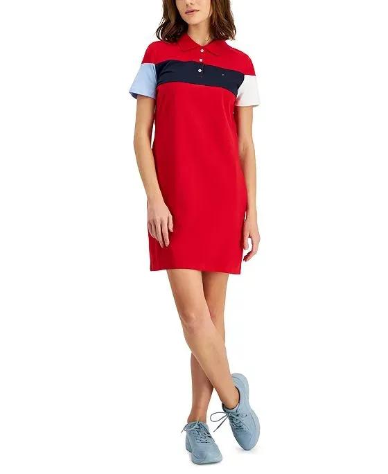 Women's Short-Sleeve Colorblocked Polo Dress