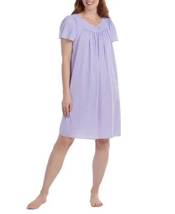 Women's Short-Sleeve Embroidered Nightgown 