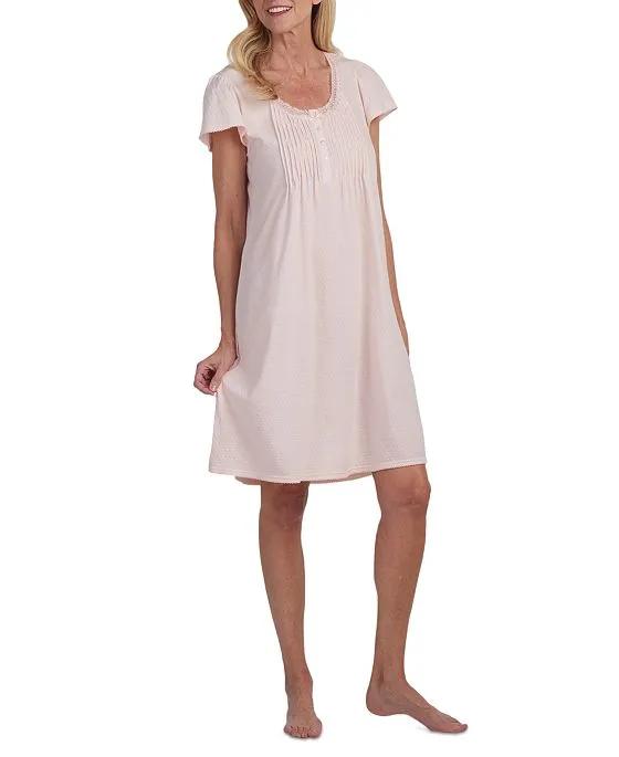 Women's Short-Sleeve Pintucked Nightgown