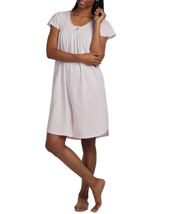 Women's Short Sleeve Short Knit Solid Gown 