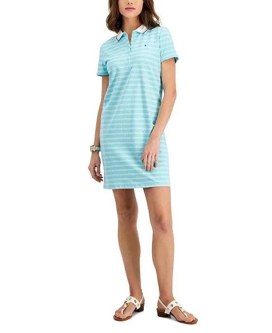 Women's Short-Sleeve Striped Polo Dress