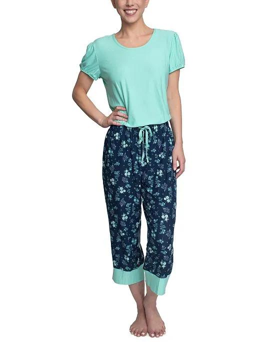 Women's Short Sleeve T-Shirt & Capri Pants Pajama Set