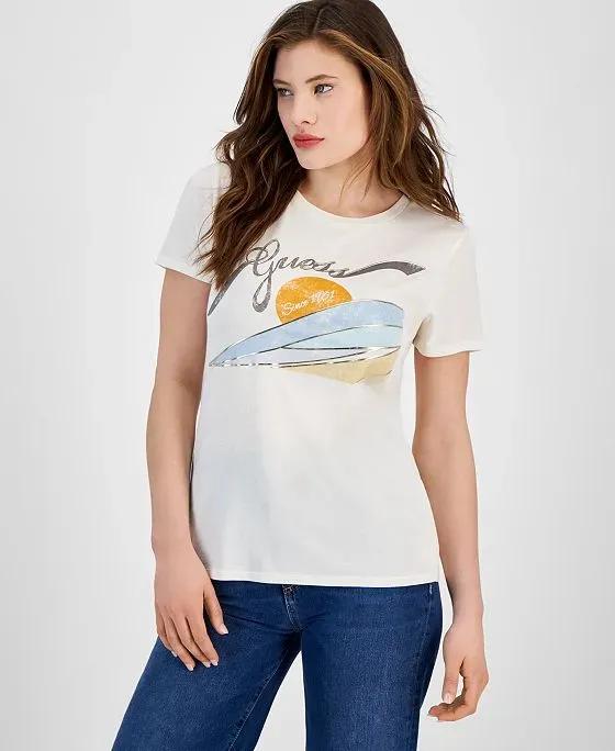 Women's Short-Sleeved Sun Logo Graphic Easy T-Shirt