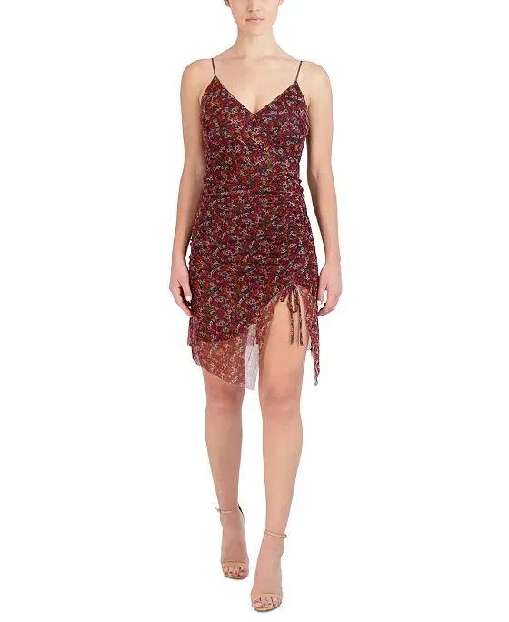 Women's Side-Ruched Floral Mini Dress