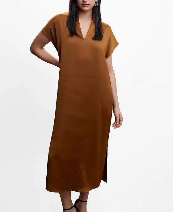 Women's Side-Slit Satin Dress