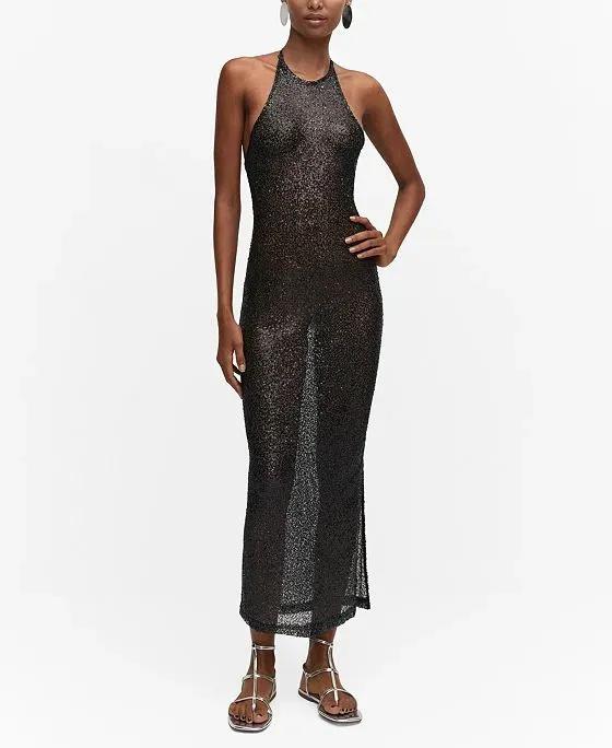 Women's Side Slit Sequined Gown