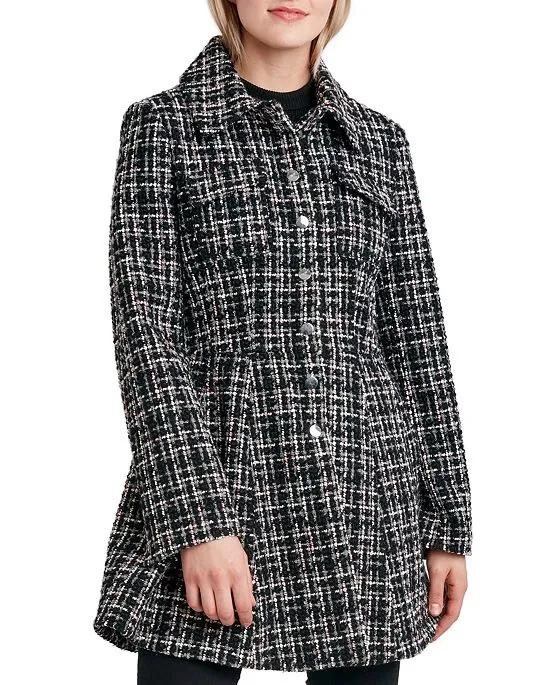 Women's Single-Breasted Skirted Tweed Coat