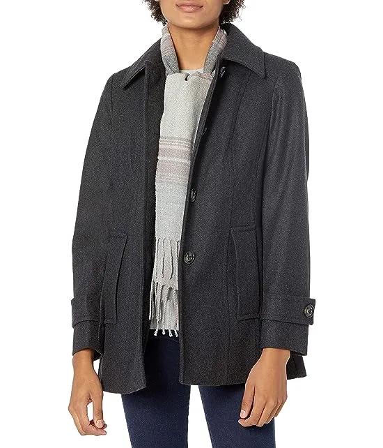 Women's Single-Breasted Wool Coat with Scarf