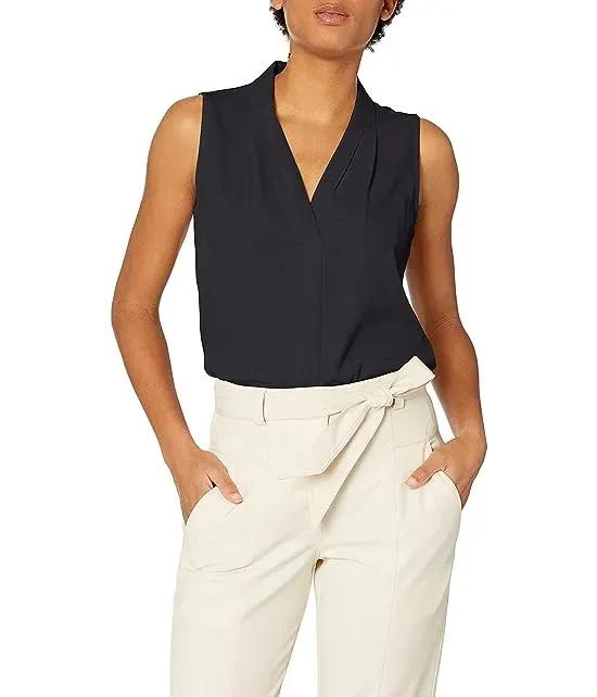 Women's Sleeveless Blouse with Inverted Pleat (Standard and Plus)