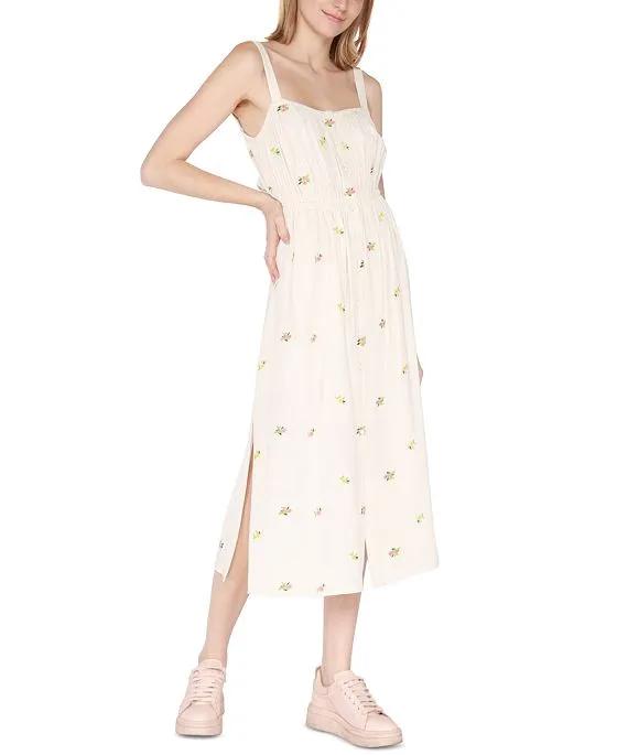 Women's Sleeveless Button-Front Cami Midi Dress