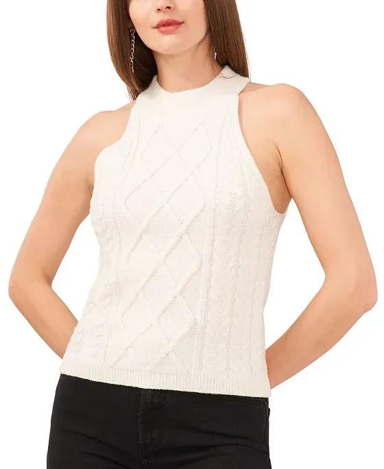 Women's Sleeveless Cable-Knit Halter Sweater
