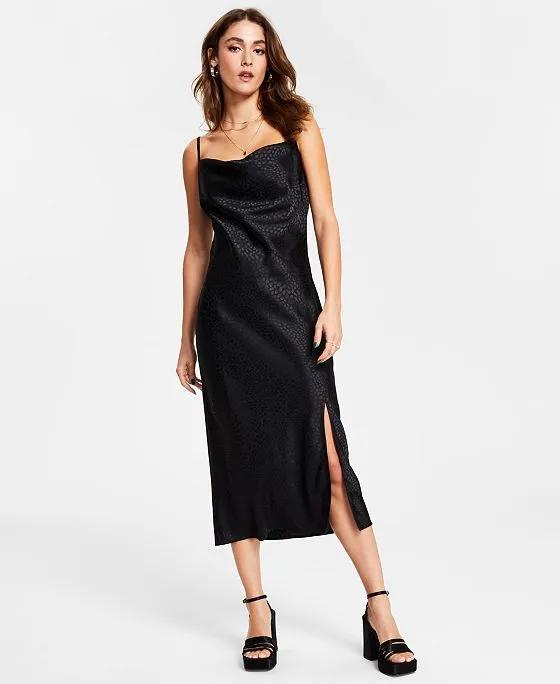 Women's Sleeveless Jacquard Cowlneck Midi Dress, Created for Macy's