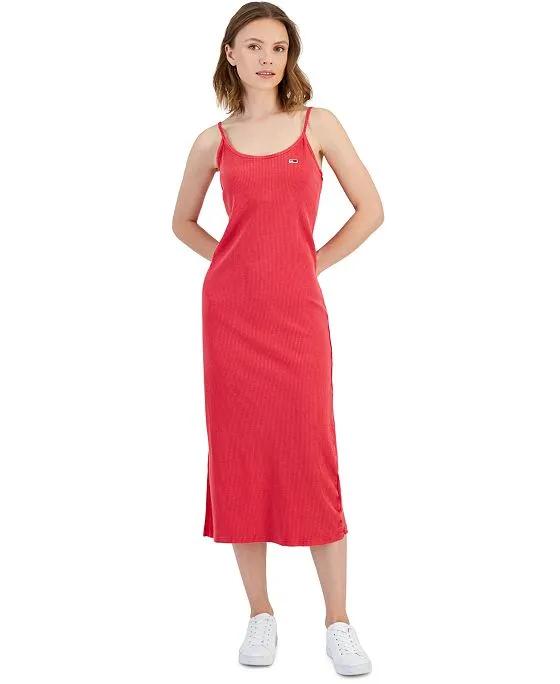 Women's Sleeveless Ribbed Midi Dress 