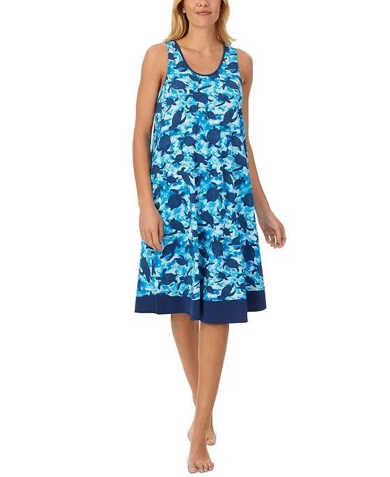 Women's Sleeveless Turtle-Print Nightgown