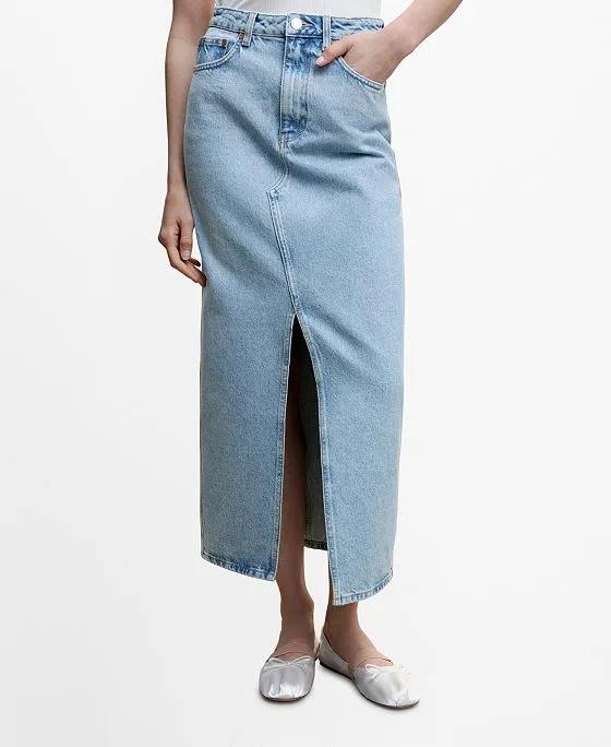 Women's Slit Denim Skirt