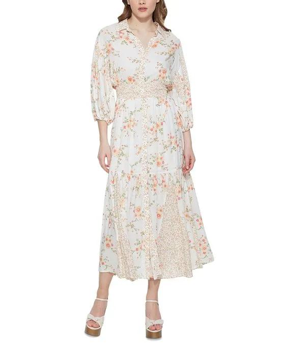 Women's Smocked-Waist Floral-Print Maxi Dress