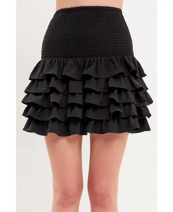 Women's Smocking Ruffled Skirt