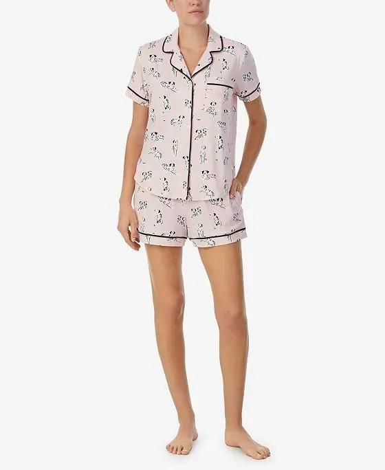 Women's Soft Knit Boxer 2 Piece Pajama Set