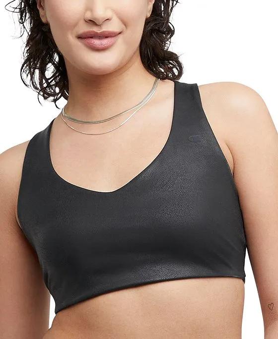 Women's Soft Touch Faux-Leather Low-Impact Sports Bra