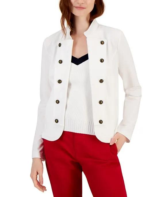 Women's Solid-Color Button-Front Band Jacket