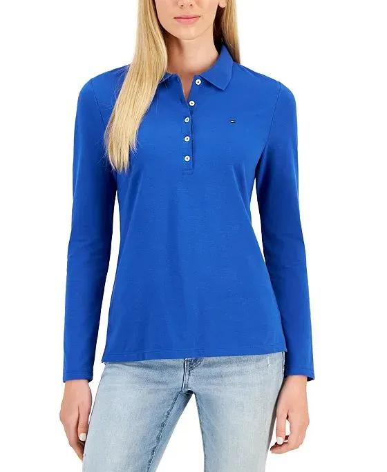 Women's Solid-Color Long-Sleeve Polo