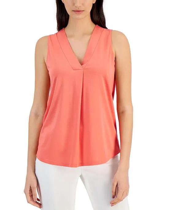 Women's Solid Pleat-Front Shell