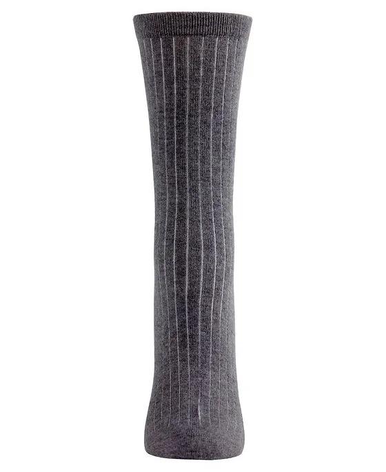 Women's Solid Ribbed Knit Cashmere Blend Crew Socks