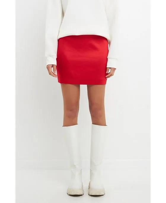 Women's Solid Satin Fit Mini Skirt