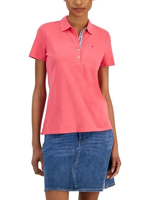 Women's Solid Short-Sleeve Polo Top