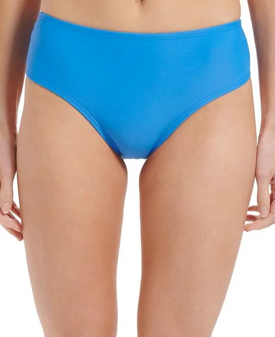 Women's Solid Side-Shirred Clean Hipster Swim Bottoms