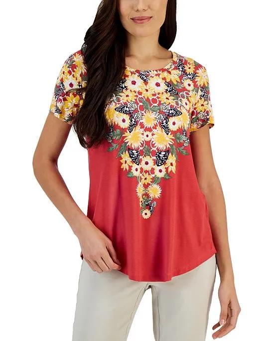 Women's Spring Blooms Printed Relaxed Top, Created for Macy's