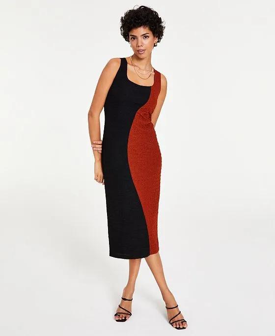 Women's Square-Neck Colorblocked Midi Dress